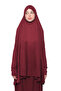 Practical Two Pieces Cotton Bat Sleeve Organic Hijab Prayer Dress with Headscarf - Dark Burgundy - 2