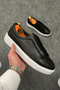 Men's Leather Sneaker Shoes Black - 4