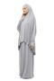 Practical Two Pieces Cotton Bat Sleeve Organic Hijab Prayer Dress with Headscarf-grey - 2