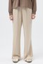 Beige Wide Leg Women's Sweatpants with Elastic Waist 9218m - 3