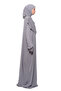 Practical One-Piece Cotton Bat Sleeves Organic Prayer Dress with Detachable Headscarf Gray - 4