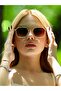 Corner Design Cream Frame Brown Glass Women's Sunglasses - 4