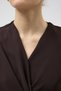Dark Brown Double-Breasted Collar Stone Buckle Detail Long Sleeve Women's Blouse 251279 - 4