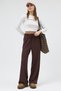 Brown Elastic Waist Wide Leg Women's Sweatpants 9214m - 6