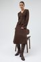 Brown Pocketed Buttoned Cardigan and Long Skirt Set 3109A