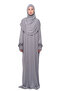 Practical One-Piece Cotton Bat Sleeves Organic Prayer Dress with Detachable Headscarf Gray