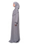 Practical One-Piece Cotton Bat Sleeves Organic Prayer Dress with Detachable Headscarf Gray - 3