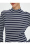 Long Sleeve T-Shirt Stand Collar Cotton Ribbed - 5