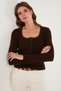 Premium Slim Fit Lace Detailed Collar Knitted Cardigan Cardigan 680Hi00061 - 6