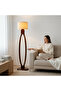 Oval Wooden Floor Lamp with Linen Shade - 3