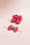 Fuchsia Baby Glitter Bow Detail Bandana Newborn Booties - 2
