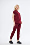 Nova Burgundy Elastic Cuff Women's Stretch Fabric Stand Collar Half Placket Snap Stretchy Nursing and Doctor Scrubs - 8