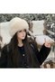 Beige Faux Fur Plush Heart Women's Hat - 2