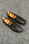 Black Summer Leather Men's Shoes - 7