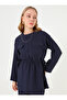 Pocket Detailed Hidden Zipper Jacket & Trousers Two-Piece Set - Navy Blue - - 2