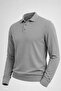Men's Basic Loose Gray Polo Collar Sweater - 4