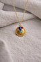 Steel Gold Turquoise Stone Ethnic Model Bria Necklace -No Tarnishing-
