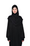 Practical One-Piece Cotton Bat Sleeve Attachable Organic Prayer Dress with Headscarf Black - 2