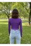 Purple Half Fisherman's Crop Studded Rib Fabric Long Sleeve Finger Detailed Body - 7