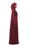 Practical One-Piece Cotton Bat Sleeve Attachable Organic Prayer Dress with Headscarf Dark Burgundy - 3