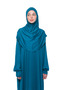 Practical One-Piece Cotton Bat Sleeve Attachable Organic Prayer Dress with Headscarf Light Petrol - 2