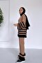 Double Color Striped Hijab Double Knitwear Set - Camel - 2