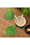Polyester leaf-shaped tablecloth, 5-piece leaf-design coasters - 2