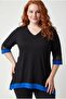 Women's Plus Size Blue-Black Blouse with Tulle Detail on Sleeves and Skirts - 7
