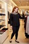 Women's Plus Size Guipure Tulle Detail Transparent Black Blouse - 2