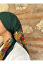 Traditional Mardin Calligraphy Green Background Floral Printed Headscarf – Dowry & Daily Use 100X100 cm - 5