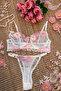 Lace Embroidered Transparent Floral Pattern Bra Panty Set – Soft Pink & Cream
