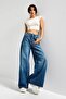 Women's Blue Color 2S5-4 Palazzo Fit Waist Elastic 100% Cotton Denim Jeans - 5