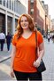 Women's Plus Size V-Neck Orange T-Shirt – Relaxed Fit, Breathable Fabric, Available in Sizes up to 6XL - 2