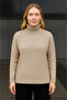 Fisherman Collar Knitted Sweater Cotton Thick Corded Fabric Weaving - Beige - 2