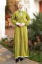 Green Shirt Collar Zippered Knitwear Dress - 2