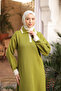 Green Shirt Collar Zippered Knitwear Dress - 3