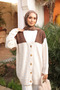 Cream V-Neck Buttoned Knitwear Cardigan