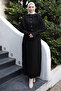 Black Cape Detailed Long Knit Dress - 2