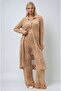 Beige Bridget Lace-Like Knit Long Cardigan Suit 9881 - 6