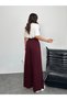 Modal Fabric Wide Leg Palazzo Pants with Elastic Waistband and Battery Detail on the Back 8903 - Burgundy - 5