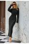 Women's Black Waist Detailed Long Maxsi Dress & Stylish Stretchy Fabric Dress