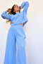 Soul Şile Bezi Blouse and Pants Set Sky Blue - 4
