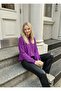 Women's Oversized Thick Knit Sweater – Soft Texture – Purple - 4