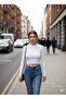 White Ribbed Half Turtleneck Camisole Crop Body Darkalip Long Sleeve Knitted Blouse