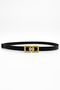 Women's Black Thin Faux Leather Belt – Elegant and Stylish Model with Square Buckle - Dress Belt, Trouser Belt - 4