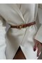 Genuine Curved Leather Double Buckle Women's Trouser Belt, Coat Belt, Shirt Belt, Dress Belt - 5
