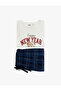 Cotton Long Sleeve Crew Neck Christmas Themed Pajama Set - 2