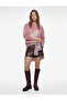 Fleece-Lined Hooded Flower Printed Oversized Sweatshirt