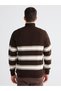 Peak New Season Zippered Mock Neck Striped Men's Knitwear Sweater - 4