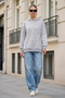 Striped Knitwear Oversize Sweatshirt